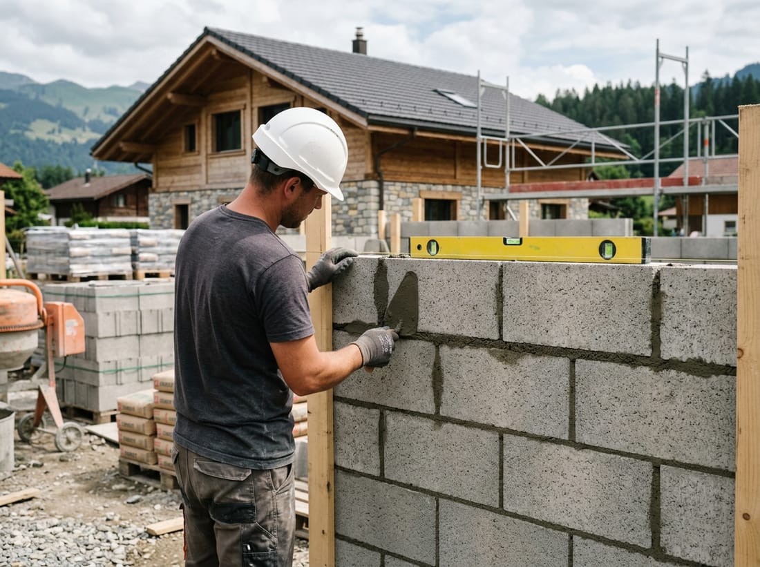 Exemple : montage d'un mur en blocs ciment