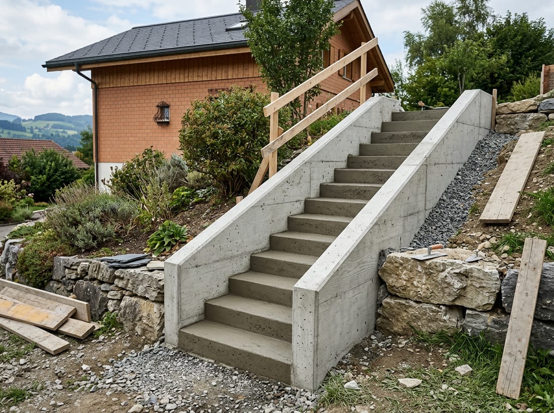 Exemple : escalier extérieur en béton