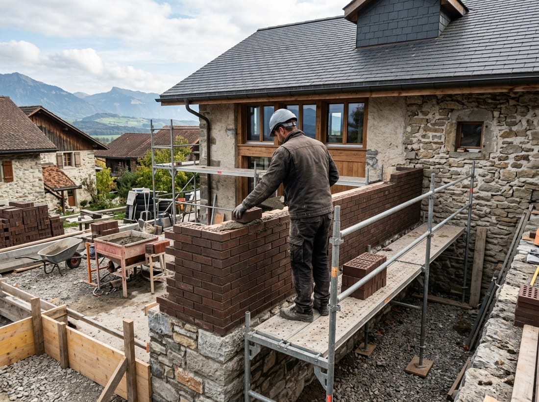 Exemple : extension maçonnée en cours de chantier